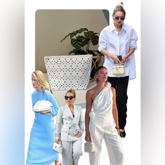 Saks Fifth Avenue White Perforated Cosmetic Case - Picture 2 of 9